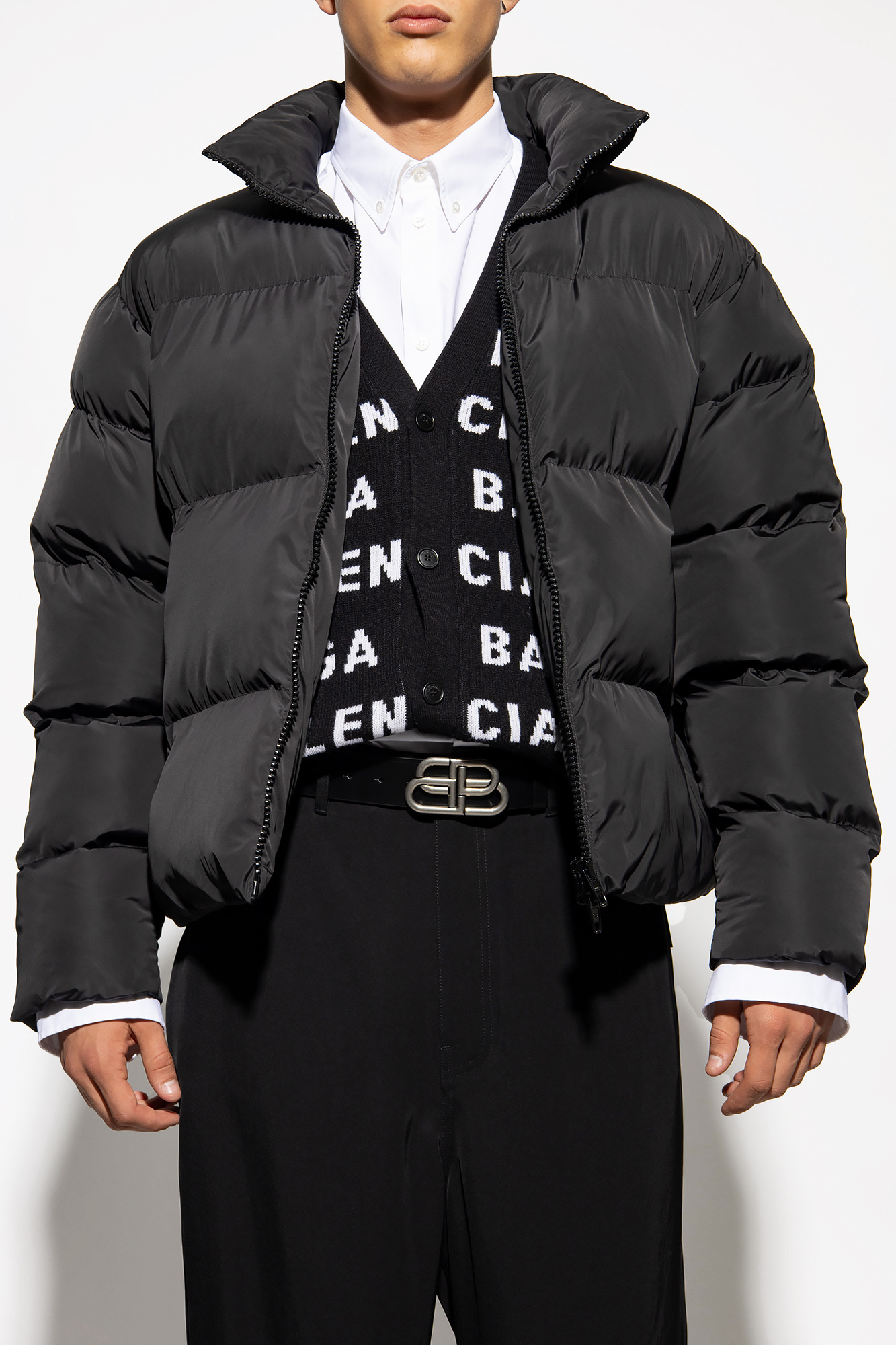 Black Puffer jacket with logo Balenciaga Vitkac GB